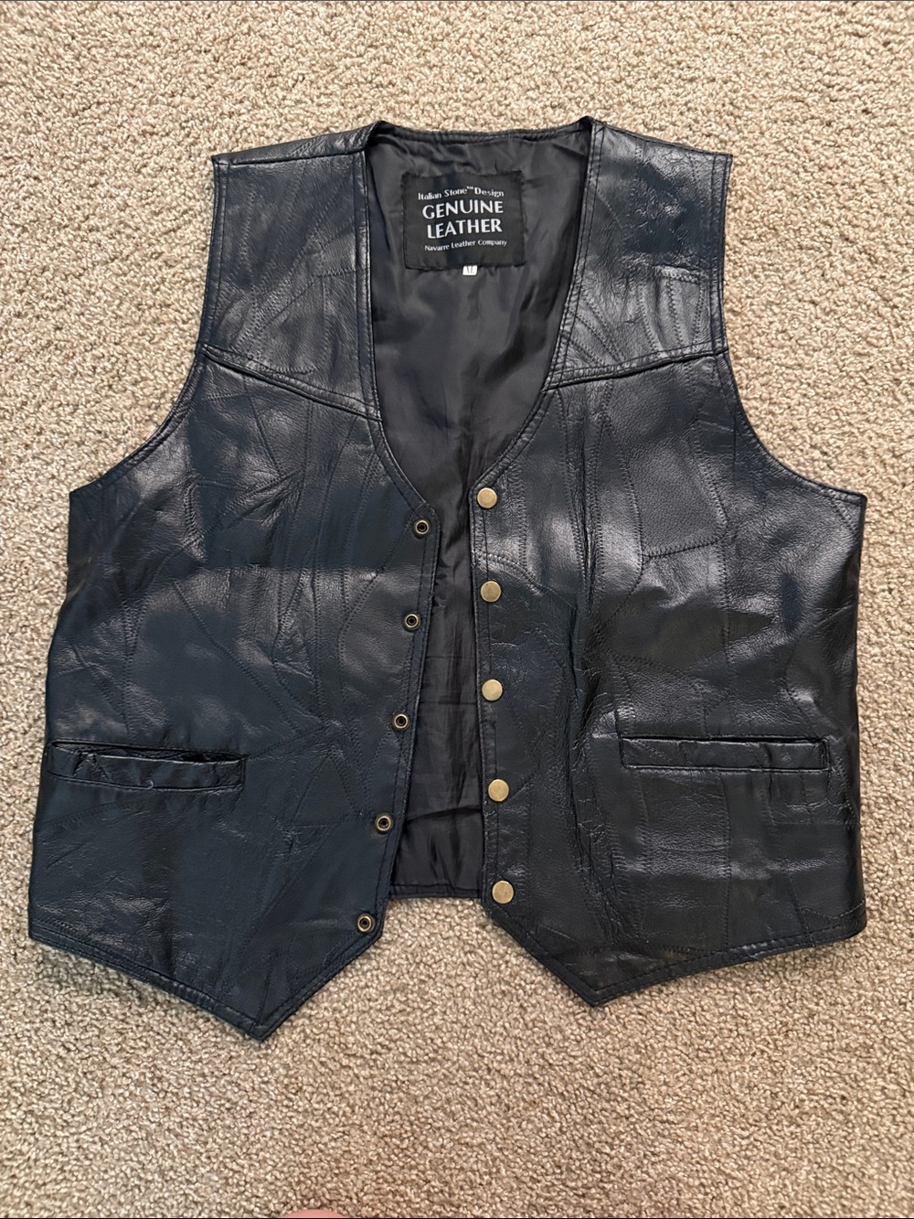 Vintage Black Genuine Leather Vest